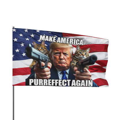 Trump Cat American Flag, Make America Purrfect Again, Patriotic, USA - Galvaleos Galvaleos Galvaleos 60" x 36" Printify Home Decor Trump Cat American Flag, Make America Purrfect Again, Patriotic, USA