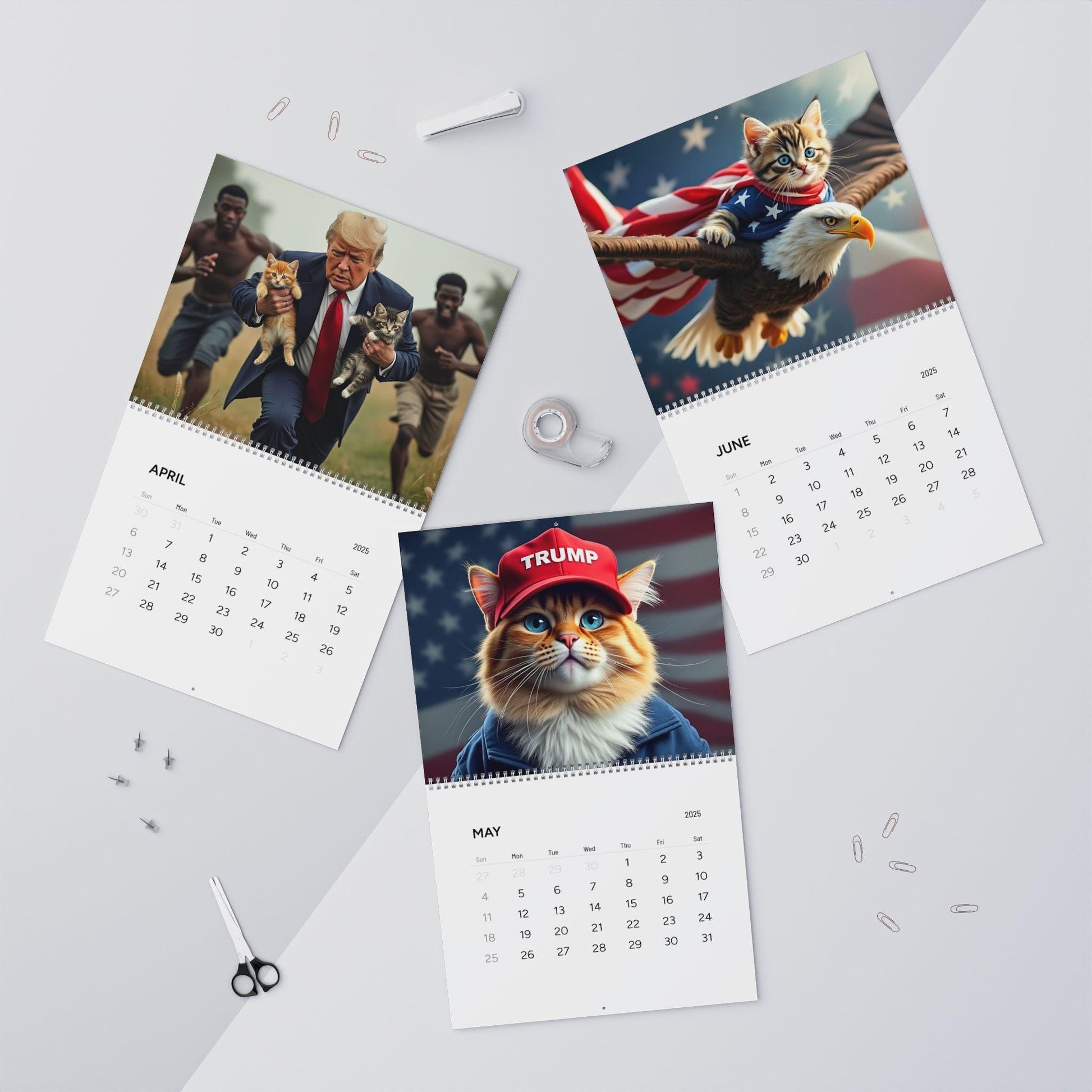 Wall Calendar Trump and Cats 2025 - Galvaleos Galvaleos Galvaleos 11" x 8.5" / Matte Printify Calendar Wall Calendar Trump and Cats 2025