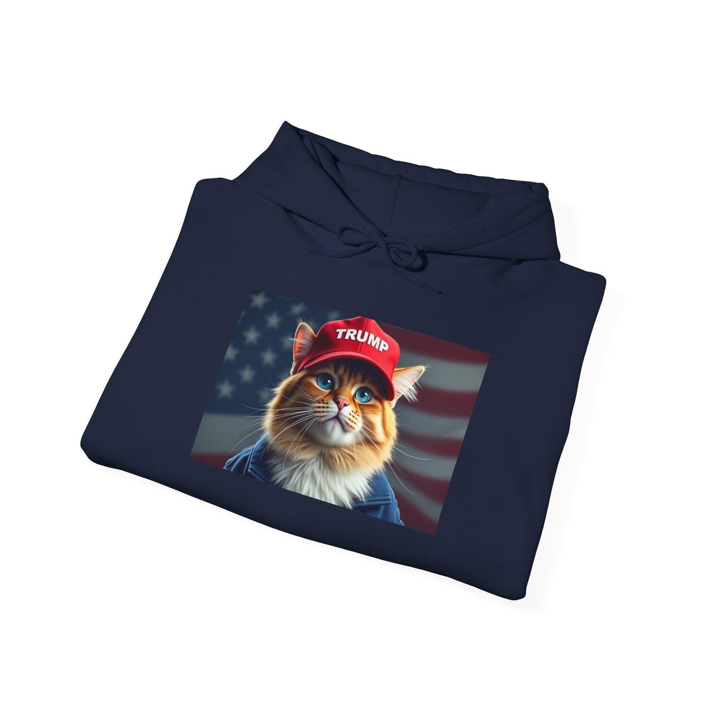 MAGA Cat Trump Hat Unisex Heavy Blend™ Hooded Sweatshirt - Galvaleos Galvaleos Galvaleos Navy / S Printify Hoodie MAGA Cat Trump Hat Unisex Heavy Blend™ Hooded Sweatshirt