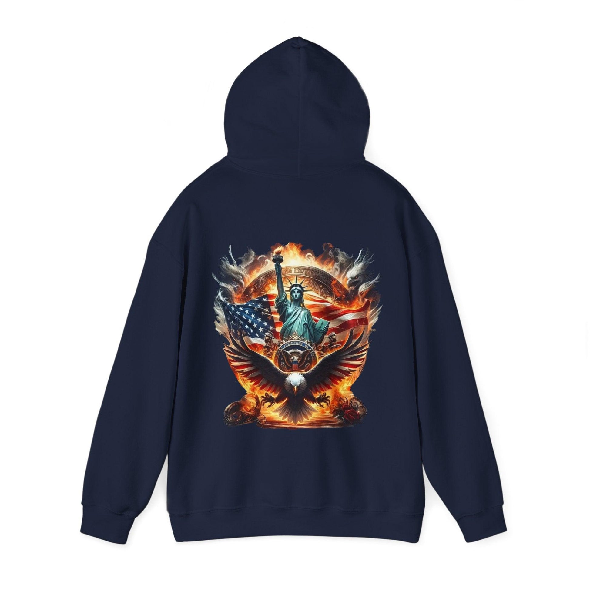 Patriotic Hoodie, Give Me Liberty or Give Me Death Hoodie, American Spirit Pullover, USA Freedom - Galvaleos Galvaleos Galvaleos Navy / S Printify Hoodie Patriotic Hoodie, Give Me Liberty or Give Me Death Hoodie, American Spirit Pullover, USA Freedom