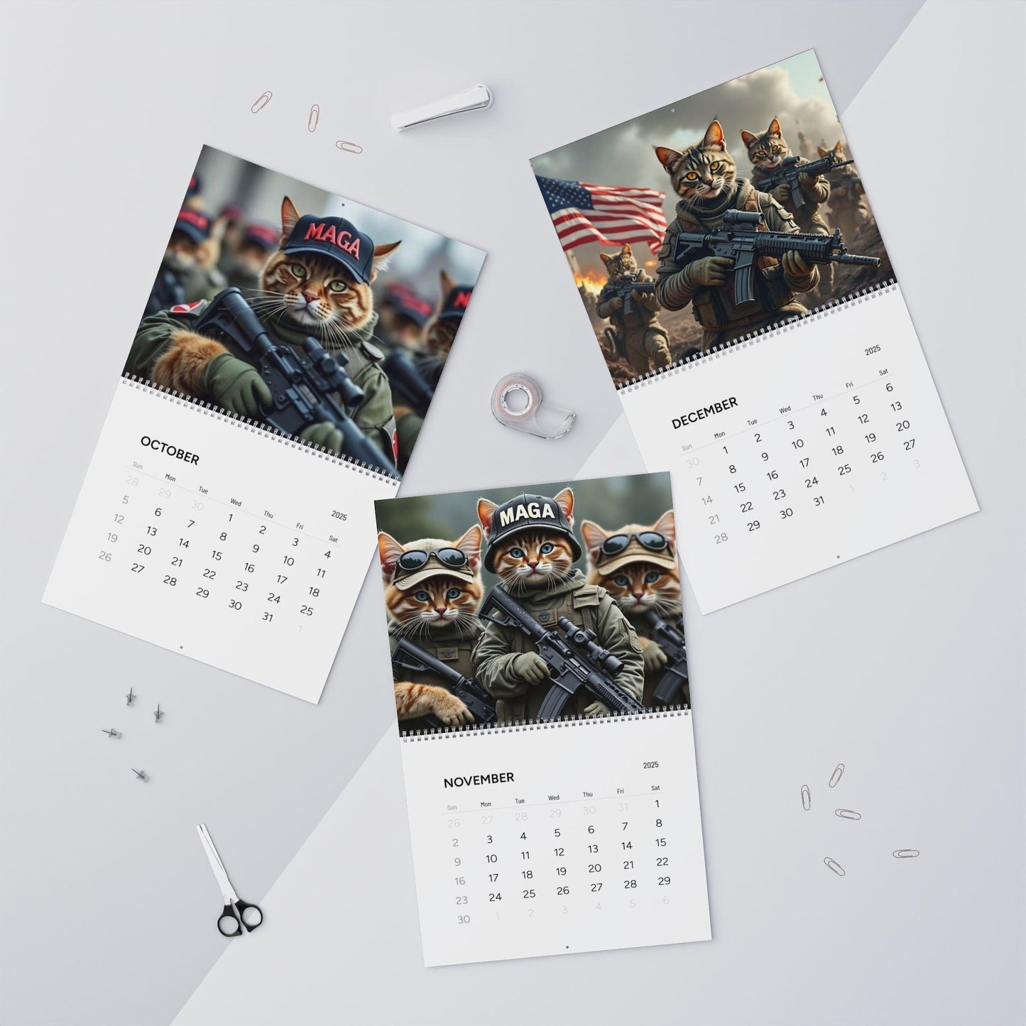 Wall Calendar Trump and Cats 2025 - Galvaleos Galvaleos Galvaleos 11" x 8.5" / Matte Printify Calendar Wall Calendar Trump and Cats 2025