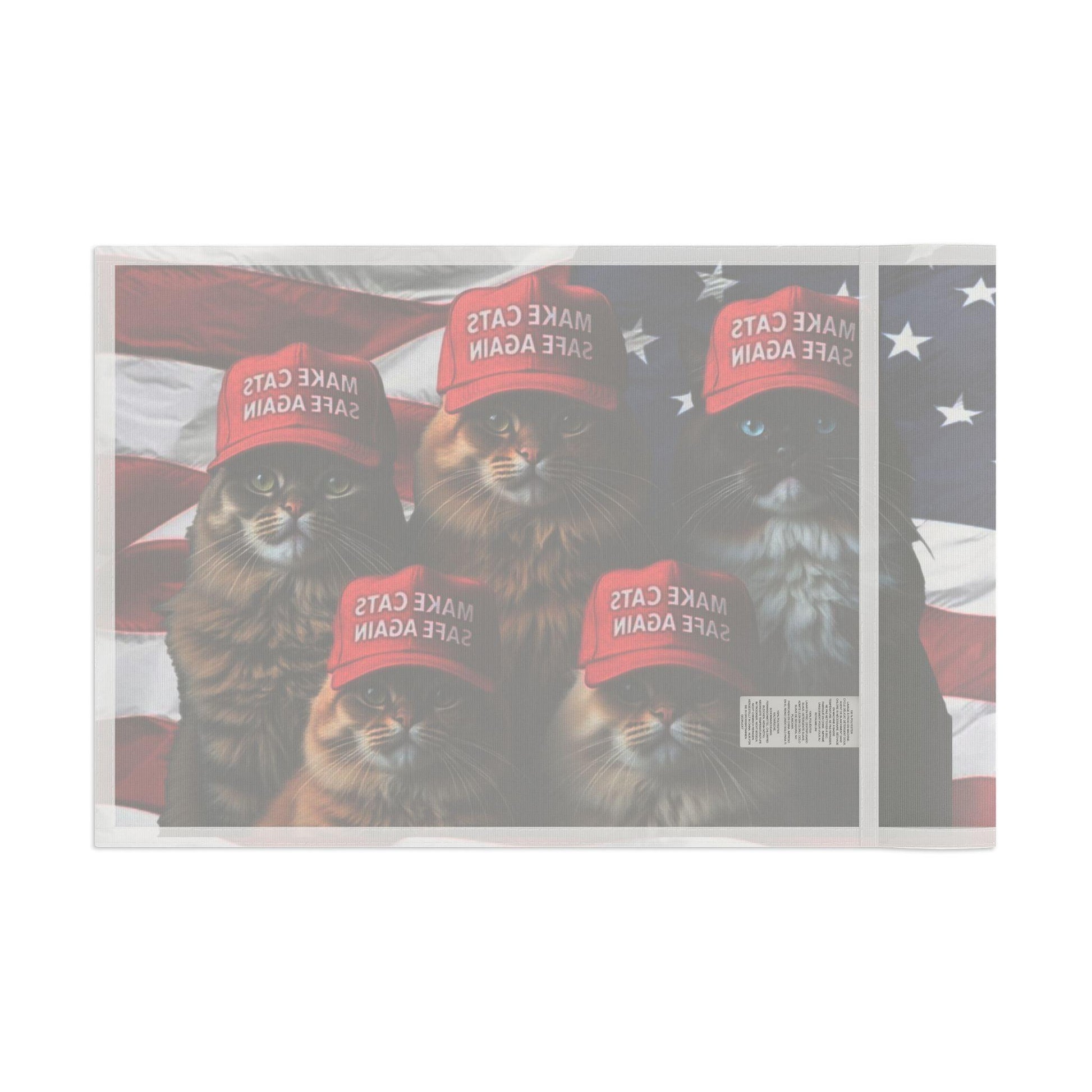 Make Cats Safe Again American Flag, Cat Lover Gift, Patriotic Decor, USA Flag, Political Statement - Galvaleos Galvaleos Galvaleos 18" x 12" Printify Home Decor Make Cats Safe Again American Flag, Cat Lover Gift, Patriotic Decor, USA Flag, Political Statement