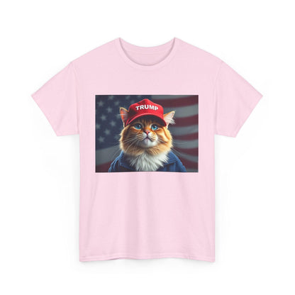 MAGA Cat with Trump Hat Unisex Tee - Galvaleos Galvaleos Galvaleos Light Pink / S Printify T-Shirt MAGA Cat with Trump Hat Unisex Tee