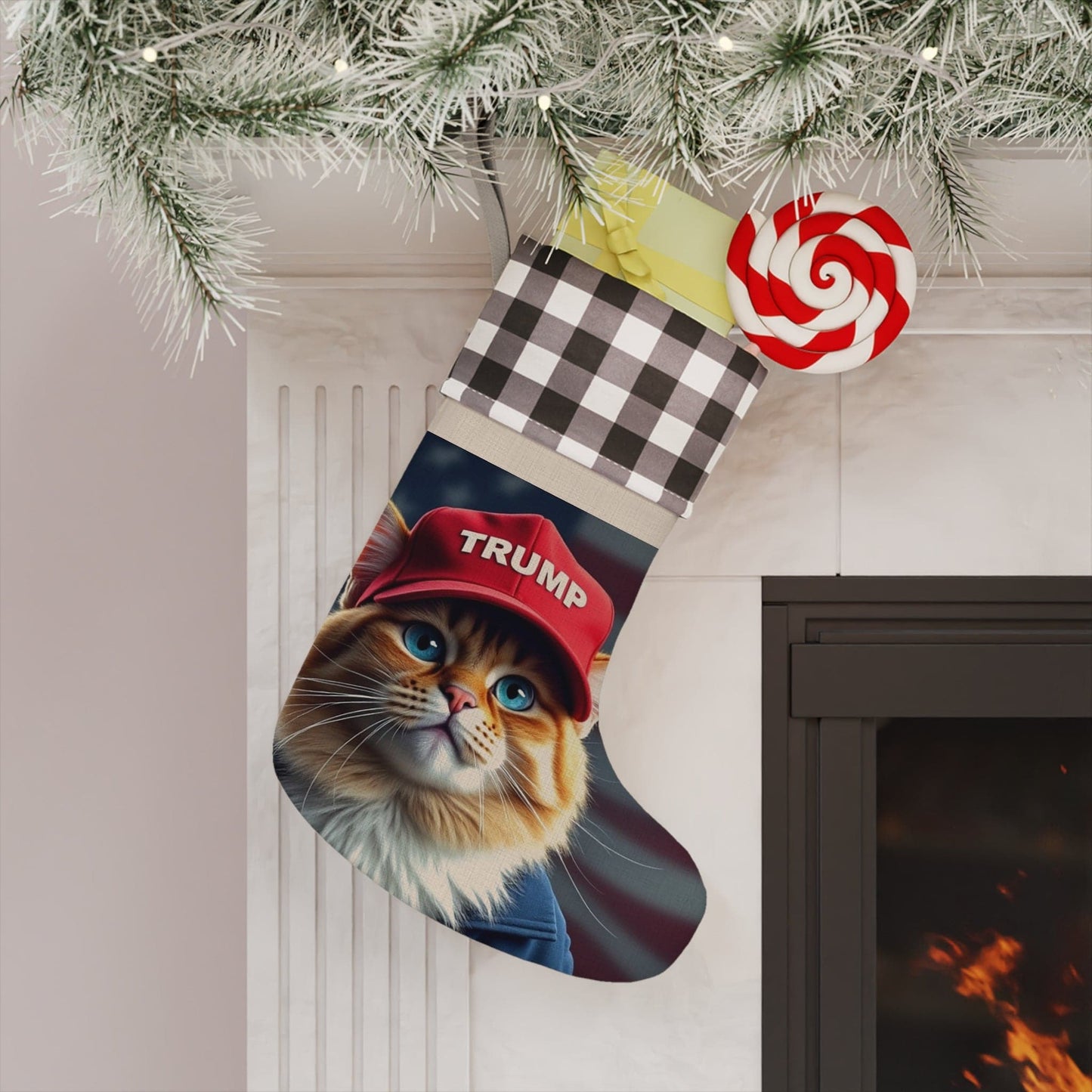 Trump MAGA Cat Christmas Stocking