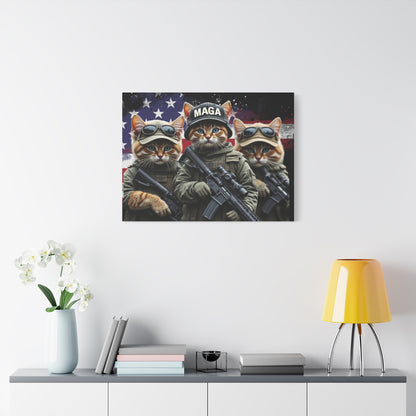 MAGA Tactical Military Cats, Trump, Patriotic Canvas - Canvas Print