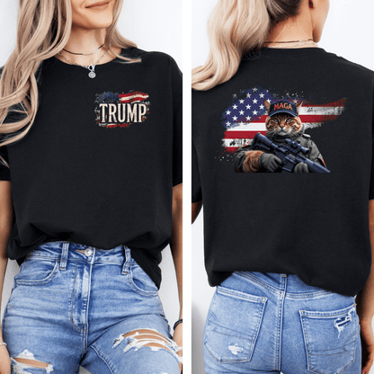 Comfort Colors Patriotic Military Cat Unisex Garment-Dyed T-shirt, MAGA Trump Tee, American Flag Shirt, USA Patriotic Apparel - Galvaleos Galvaleos Galvaleos Black / S Printify T-Shirt Comfort Colors Patriotic Military Cat Unisex Garment-Dyed T-shirt, MAGA Trump Tee, American Flag Shirt, USA Patriotic Apparel