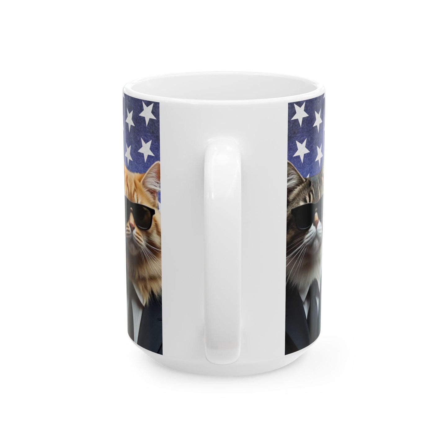 Cats in Black with President Trump, MAGA Cat Lover Mug - Galvaleos Galvaleos Galvaleos 11oz Printify Mug Cats in Black with President Trump, MAGA Cat Lover Mug