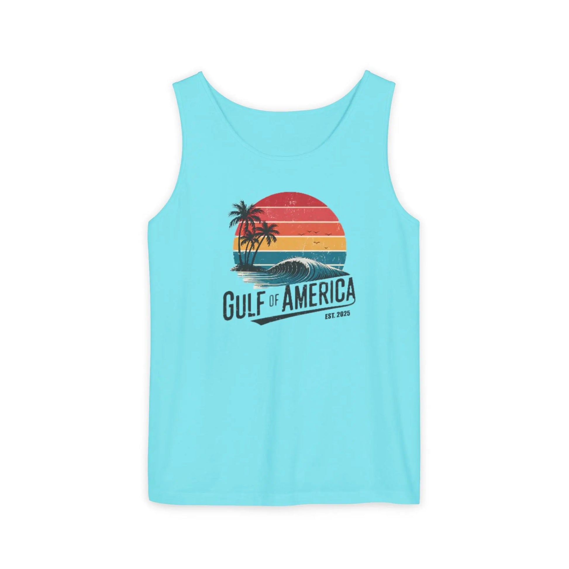 Gulf of America Sleeveless Shirt, Retro Beach Tank, Summer Unisex Tank, Beach Sunset Muscle Tee, Coastal Tank Printify