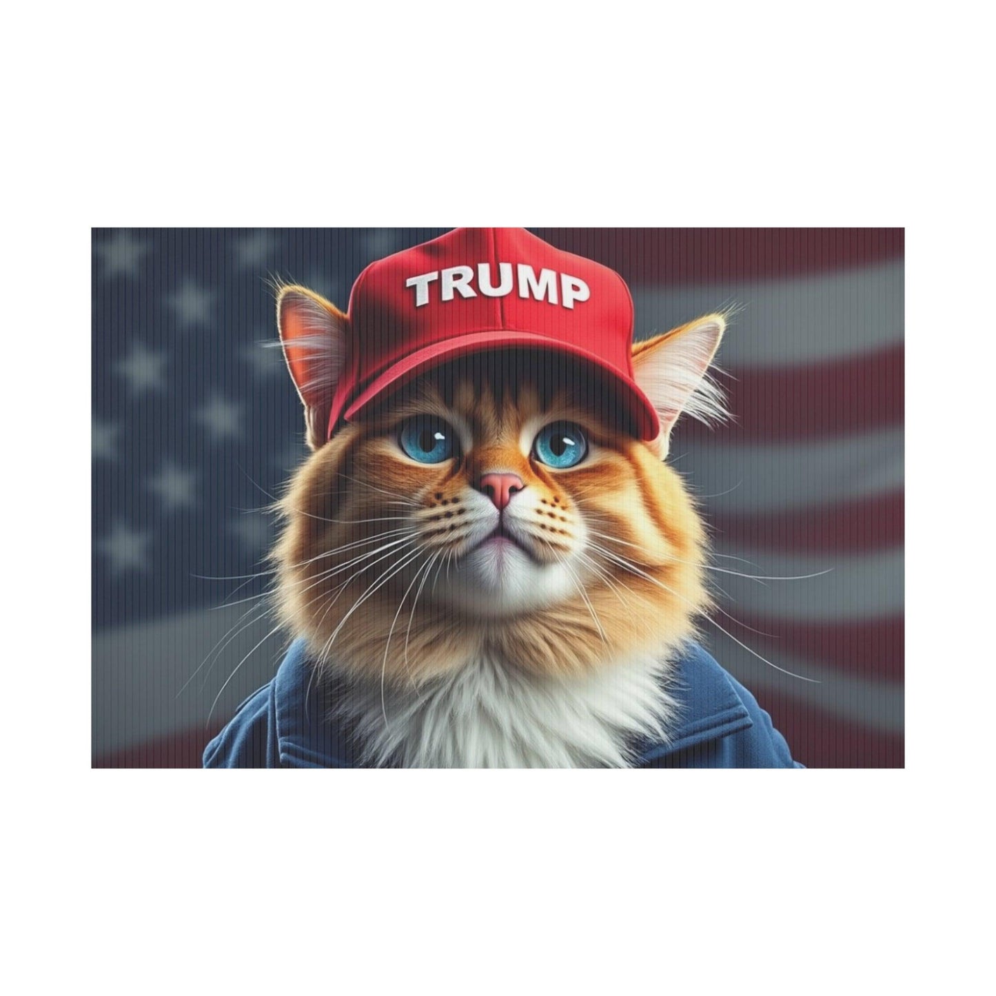 Yard Sign - Cats stand with Trump - Galvaleos Galvaleos Galvaleos 18″ x 12″ (Horizontal) Printify Home Decor Yard Sign - Cats stand with Trump