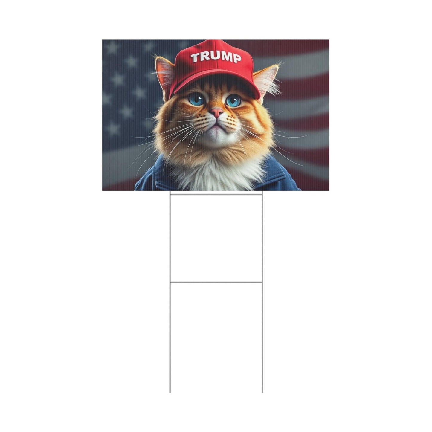 Yard Sign - Cats stand with Trump - Galvaleos Galvaleos Galvaleos 18″ x 12″ (Horizontal) Printify Home Decor Yard Sign - Cats stand with Trump