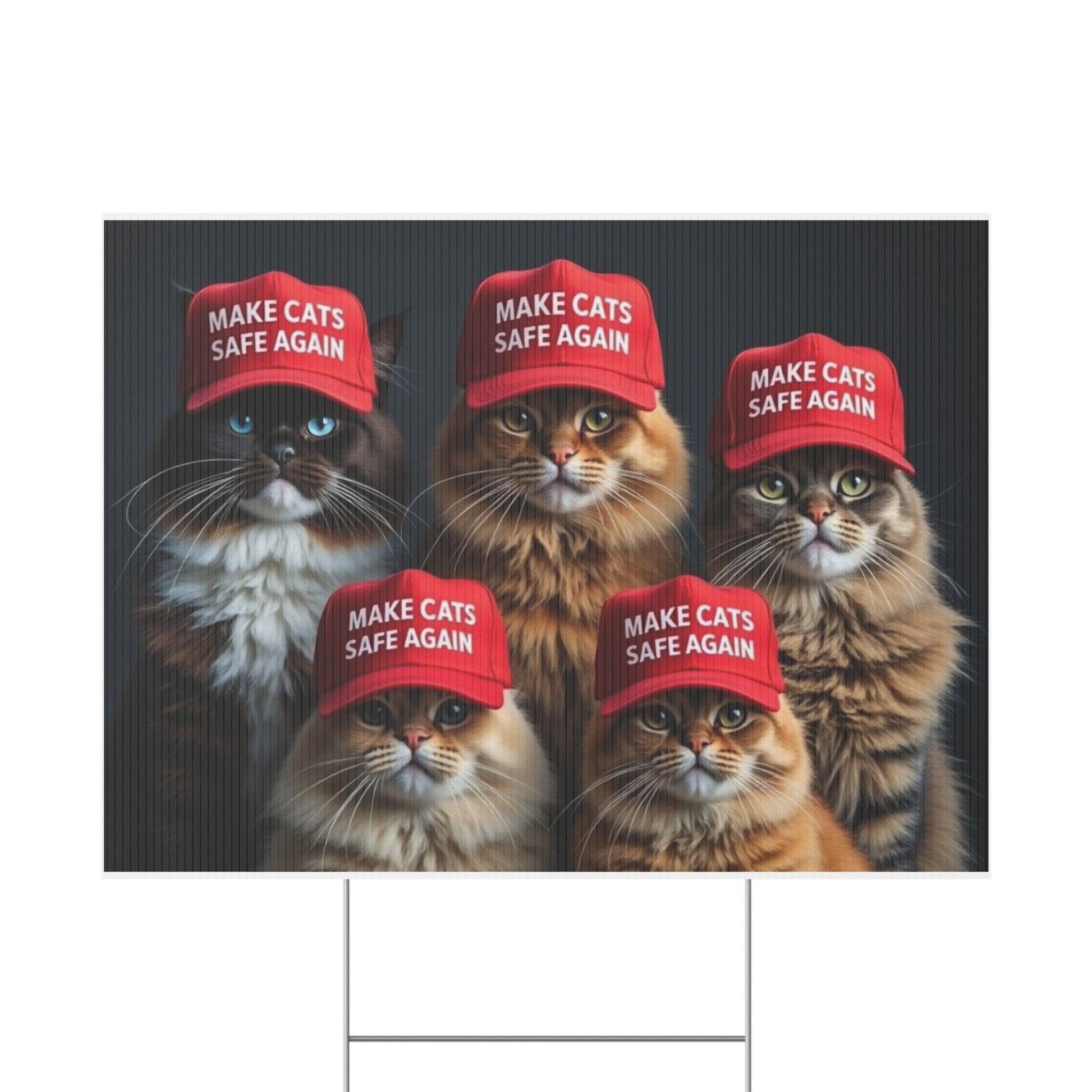 Yard Sign - Make Cats Safe Again - Galvaleos Galvaleos Galvaleos 24″ x 18″ (Horizontal) Printify Home Decor Yard Sign - Make Cats Safe Again