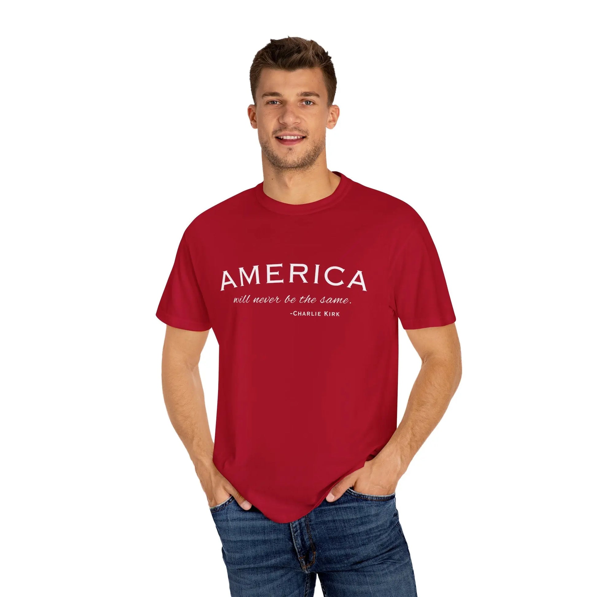 American Will Never Be The Same, Charlie Kirk Tribute T-shirt, Charlie Kirk Quote, RIP Memorial Shirt, USA Hero Apparel, American Patriot - Galvaleos