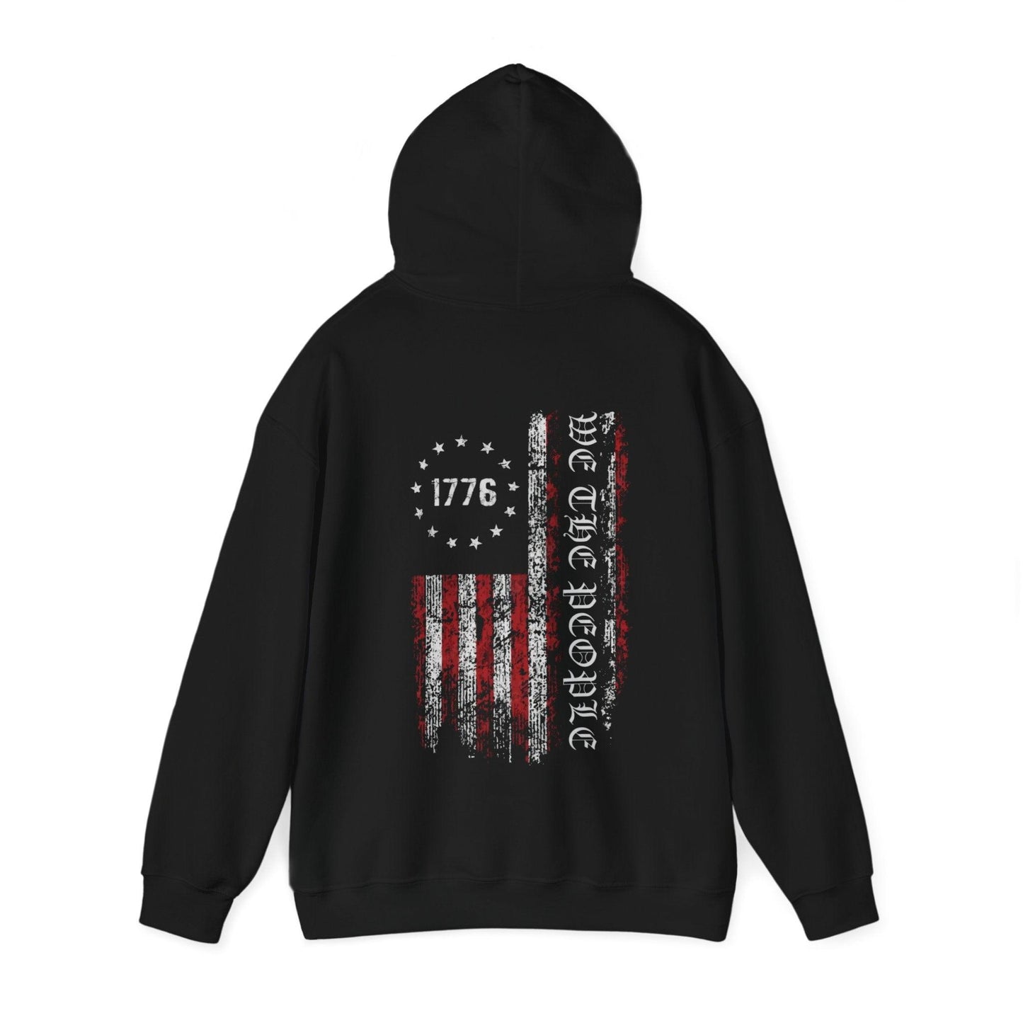 1776 We the People American Flag Hoodie - Patriotic Anti Woke, Independence Day Pullover, USA Flag, 4th of July Hoodie, - Galvaleos Galvaleos Galvaleos Navy / S Printify Hoodie 1776 We the People American Flag Hoodie - Patriotic Anti Woke, Independence Day Pullover, USA Flag, 4th of July Hoodie