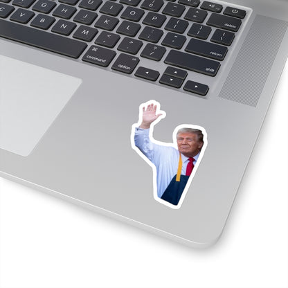 Trump Waving McDonalds Kiss-Cut Sticker, Political Sticker, Funny Notebook Sticker, USA Election Sticker, Laptop Decal, Car Bumper Sticker