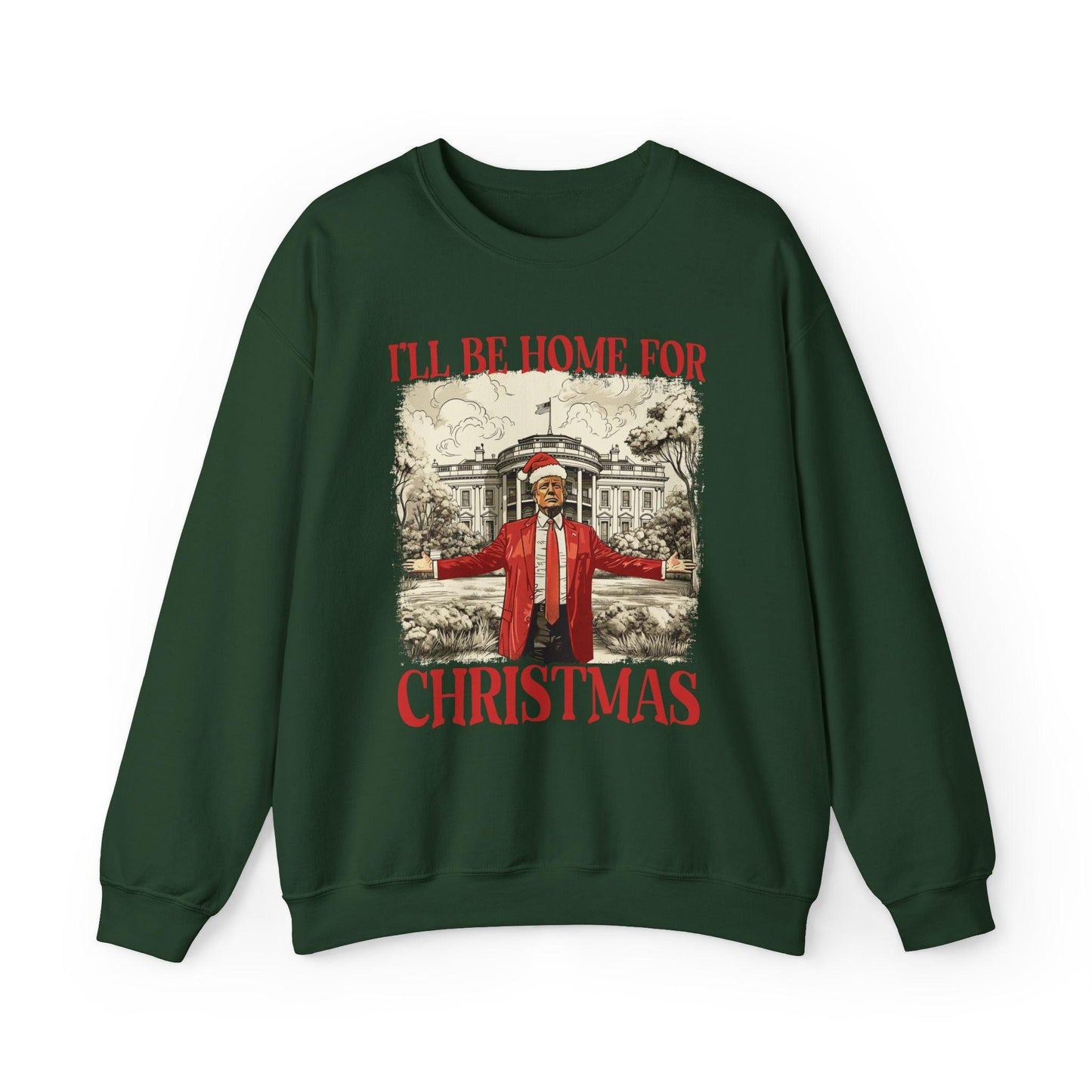 Christmas Trump Sweatshirt, Trump Daddy Holiday Jumper, Funny Xmas Gift, Seasonal Pullover, limited stock - Galvaleos Galvaleos Galvaleos Forest Green / S Printify Sweatshirt Christmas Trump Sweatshirt, Trump Daddy Holiday Jumper, Funny Xmas Gift, Seasonal Pullover, limited stock