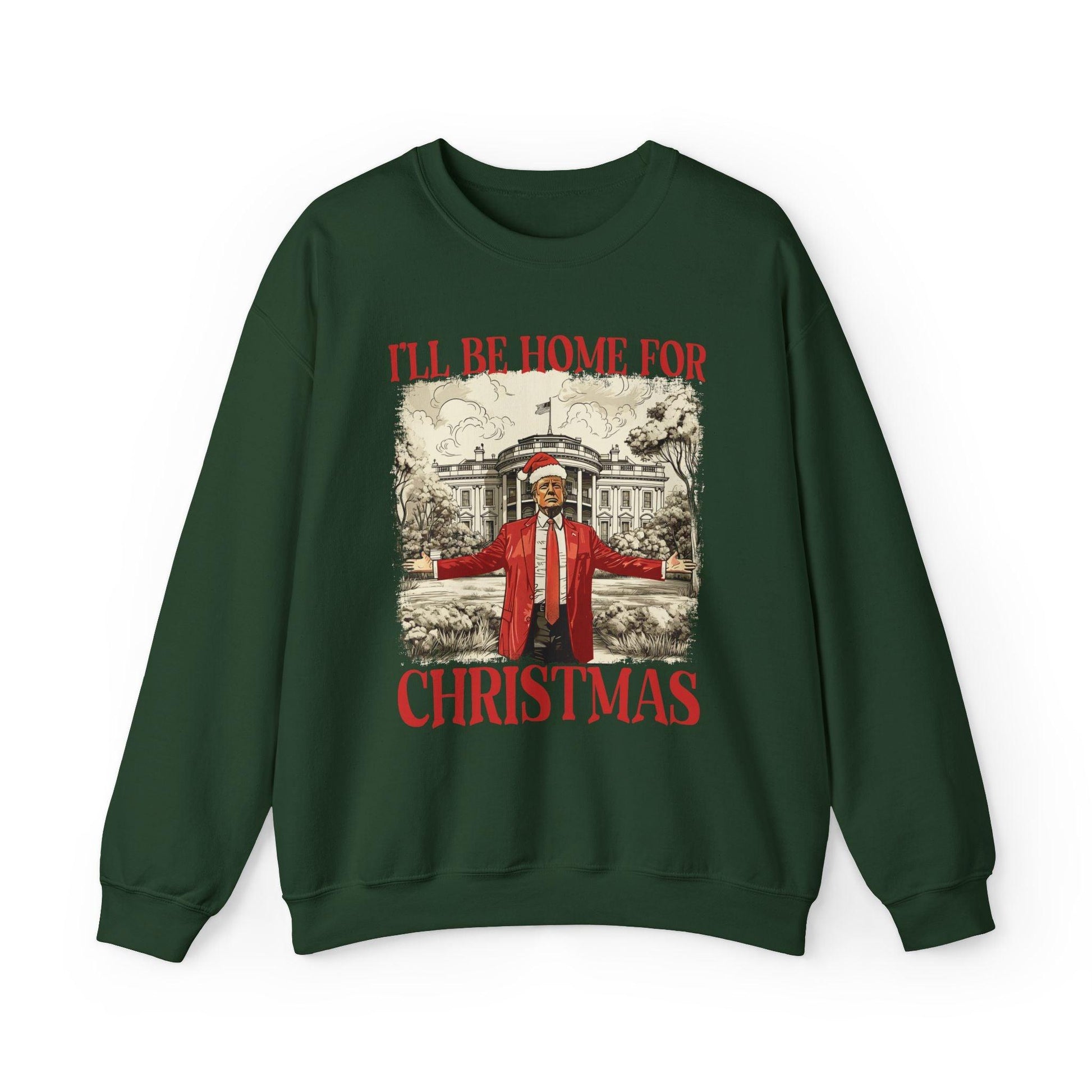 Christmas Trump Sweatshirt, Trump Daddy Holiday Jumper, Funny Xmas Gift, Seasonal Pullover, limited stock - Galvaleos Galvaleos Galvaleos Forest Green / S Printify Sweatshirt Christmas Trump Sweatshirt, Trump Daddy Holiday Jumper, Funny Xmas Gift, Seasonal Pullover, limited stock