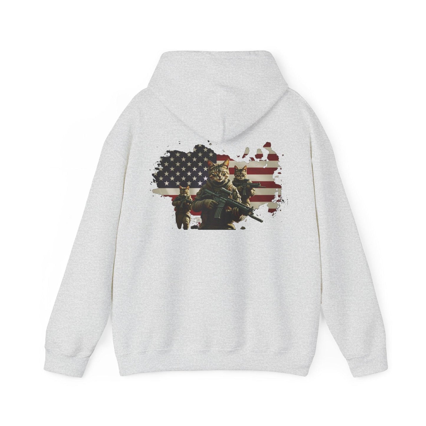 1776 Military Cats Hoodie, USA, Patriotic, American Independence Day Gift, Veterans Day Apparel - Galvaleos Galvaleos Galvaleos Dark Heather / S Printify Hoodie 1776 Military Cats Hoodie, USA, Patriotic, American Independence Day Gift, Veterans Day Apparel