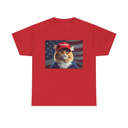 MAGA Cat with Trump Hat Unisex Tee - Galvaleos Galvaleos Galvaleos Gravel / S Printify T-Shirt MAGA Cat with Trump Hat Unisex Tee