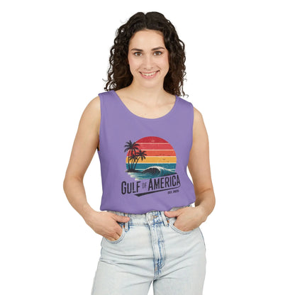 Gulf of America Sleeveless Shirt, Retro Beach Tank, Summer Unisex Tank, Beach Sunset Muscle Tee, Coastal Tank Printify