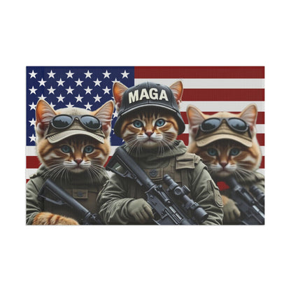 President Trump, MAGA, Trump Won, MAGA Cat Flag, Trump supporter, Patriotic decor, Political gift, Outdoor Flag - Galvaleos Galvaleos Galvaleos 18" x 12" Printify Home Decor President Trump, MAGA, Trump Won, MAGA Cat Flag, Trump supporter, Patriotic decor, Political gift, Outdoor Flag