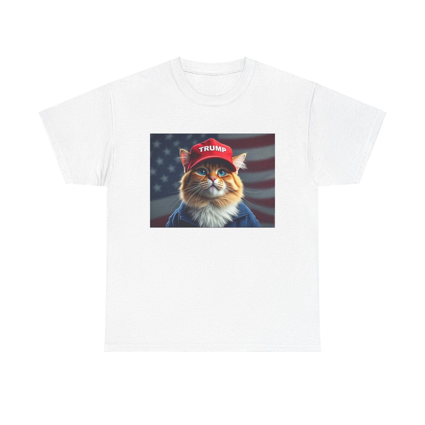 MAGA Cat with Trump Hat Unisex Tee - Galvaleos Galvaleos Galvaleos Gravel / S Printify T-Shirt MAGA Cat with Trump Hat Unisex Tee