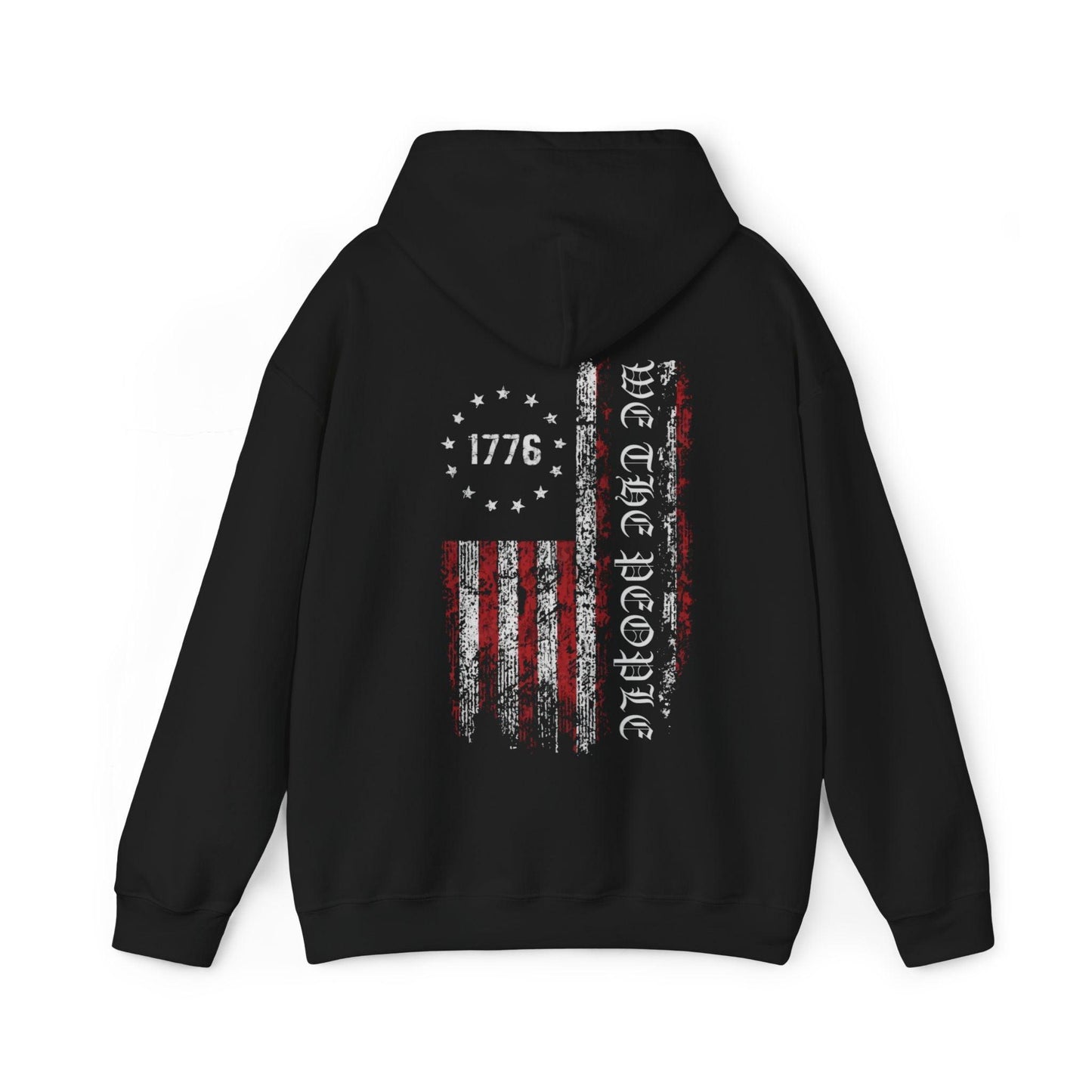 1776 We the People American Flag Hoodie - Patriotic Anti Woke, Independence Day Pullover, USA Flag, 4th of July Hoodie, - Galvaleos Galvaleos Galvaleos Navy / S Printify Hoodie 1776 We the People American Flag Hoodie - Patriotic Anti Woke, Independence Day Pullover, USA Flag, 4th of July Hoodie