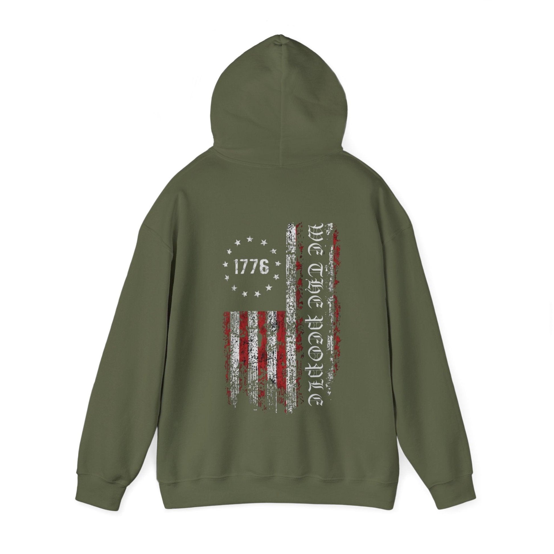 1776 We the People American Flag Hoodie - Patriotic Anti Woke, Independence Day Pullover, USA Flag, 4th of July Hoodie, - Galvaleos Galvaleos Galvaleos Navy / S Printify Hoodie 1776 We the People American Flag Hoodie - Patriotic Anti Woke, Independence Day Pullover, USA Flag, 4th of July Hoodie