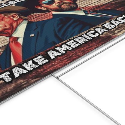 Trump Vance Yard Sign, Trump Vance 2024, Take America Back, Outlaw Hillbilly, Patriotic Sign, MAGA - Galvaleos Galvaleos Galvaleos 18″ x 12″ (Horizontal) Printify Home Decor Trump Vance Yard Sign, Trump Vance 2024, Take America Back, Outlaw Hillbilly, Patriotic Sign, MAGA