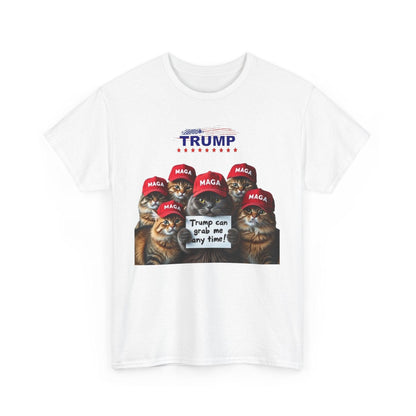 Funny Trump Can Grab Me Anytime Cat Unisex Tshirt - Galvaleos Galvaleos Galvaleos White / L Printify T-Shirt Funny Trump Can Grab Me Anytime Cat Unisex Tshirt