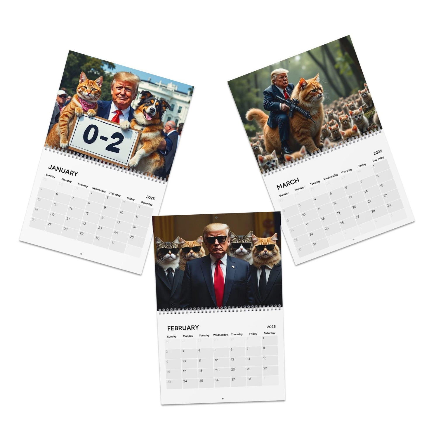 MAGA Trump Cat Calendar (2025) - Galvaleos Galvaleos Galvaleos 10.8" x 8.4" / Semi Glossy Printify Calendar MAGA Trump Cat Calendar (2025)