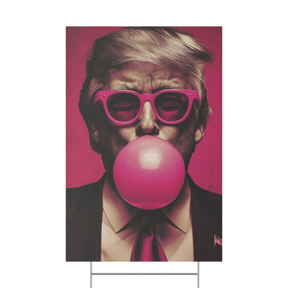 Trump 2024 Pink Bubble Gum Yard Sign, Political Campaign Lawn Decoration, Election Support Outdoor Sign, Reusable - Galvaleos Galvaleos Galvaleos 12″ x 18″ (Vertical) Printify Home Decor Trump 2024 Pink Bubble Gum Yard Sign, Political Campaign Lawn Decoration, Election Support Outdoor Sign, Reusable