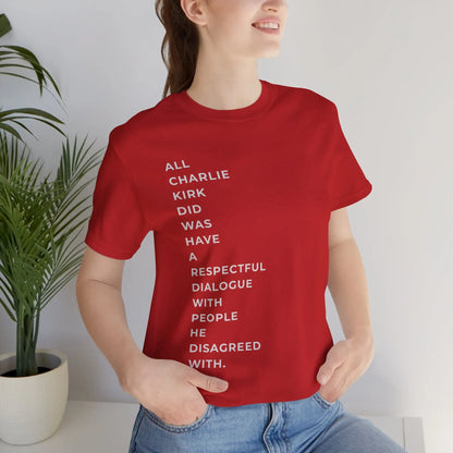 American Patriot Charlie Kirk Shirt, Unisex Tee for Rip Charlie Kirk Supporters, Political Activist Gift, Red White Blue Tee, Conservative - Galvaleos