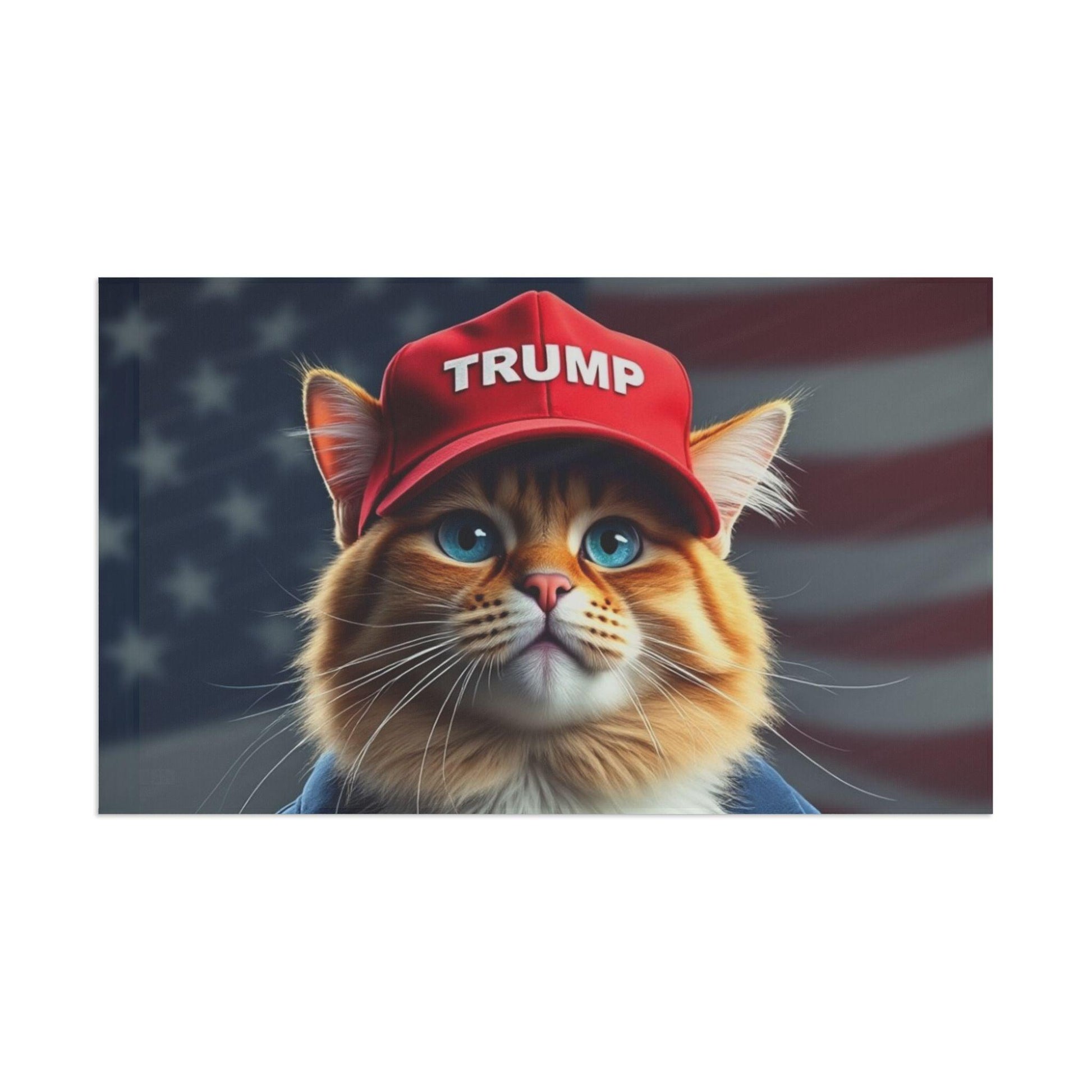 Trump Cat American Flag MAGA, Patriotic, USA, Conservative - Galvaleos Galvaleos Galvaleos 18" x 12" Printify Home Decor Trump Cat American Flag MAGA, Patriotic, USA, Conservative