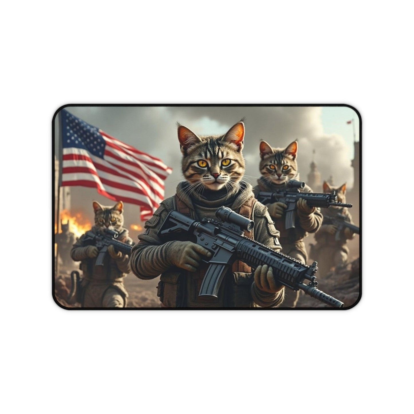 USA Cat Marines MAGA Desk Mat - Galvaleos Galvaleos Galvaleos 12" × 18" Printify Home Decor USA Cat Marines MAGA Desk Mat