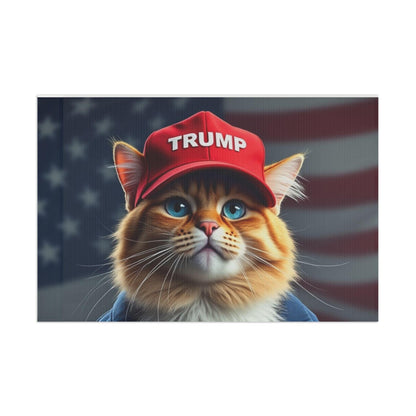 Trump Cat American Flag MAGA, Patriotic, USA, Conservative - Galvaleos Galvaleos Galvaleos 18" x 12" Printify Home Decor Trump Cat American Flag MAGA, Patriotic, USA, Conservative