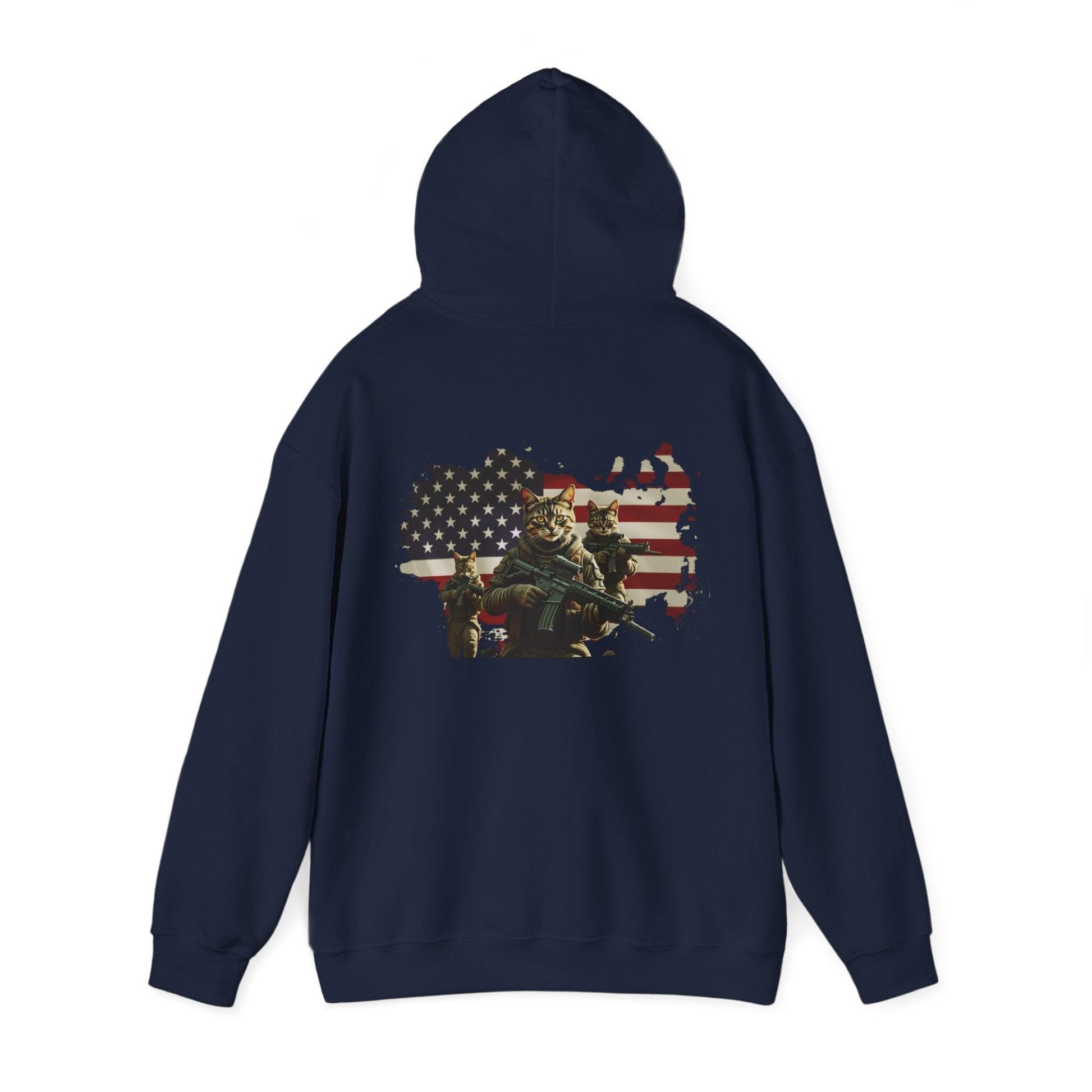 1776 Military Cats Hoodie, USA, Patriotic, American Independence Day Gift, Veterans Day Apparel - Galvaleos Galvaleos Galvaleos Dark Heather / S Printify Hoodie 1776 Military Cats Hoodie, USA, Patriotic, American Independence Day Gift, Veterans Day Apparel