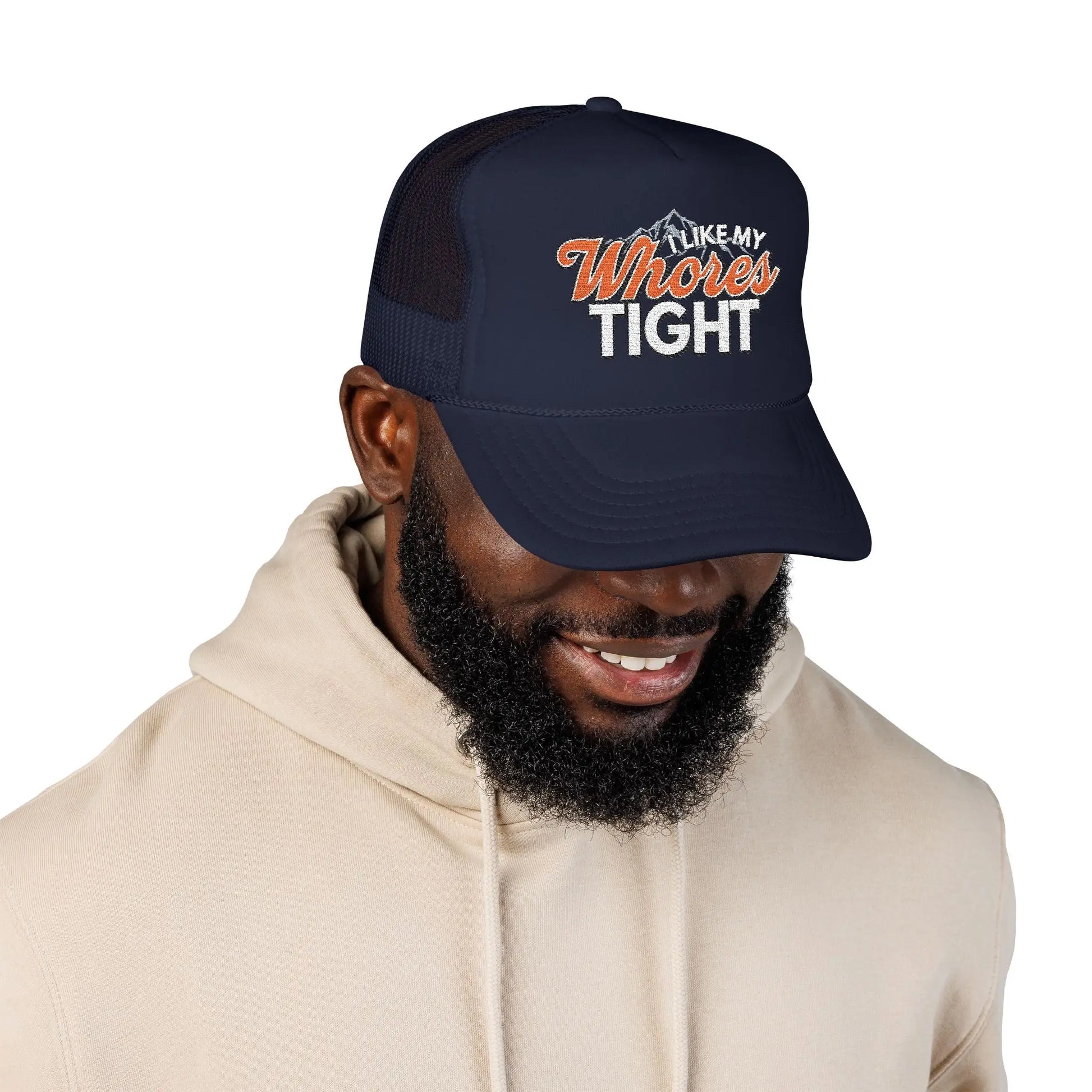 I Like My Wh*res Tight Embroidered Trucker Hat, Funny Adult Humor Cap Printify