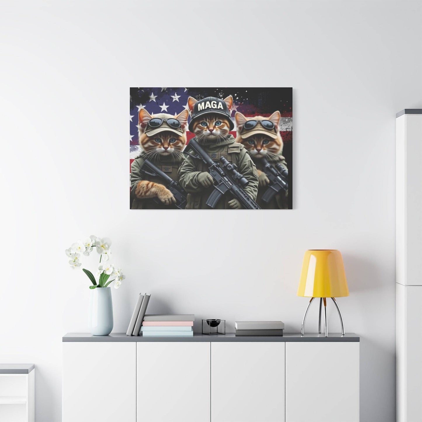 MAGA Tactical Military Cats, Trump, Patriotic Canvas - Canvas Print