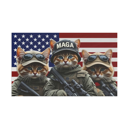 President Trump, MAGA, Trump Won, MAGA Cat Flag, Trump supporter, Patriotic decor, Political gift, Outdoor Flag - Galvaleos Galvaleos Galvaleos 18" x 12" Printify Home Decor President Trump, MAGA, Trump Won, MAGA Cat Flag, Trump supporter, Patriotic decor, Political gift, Outdoor Flag