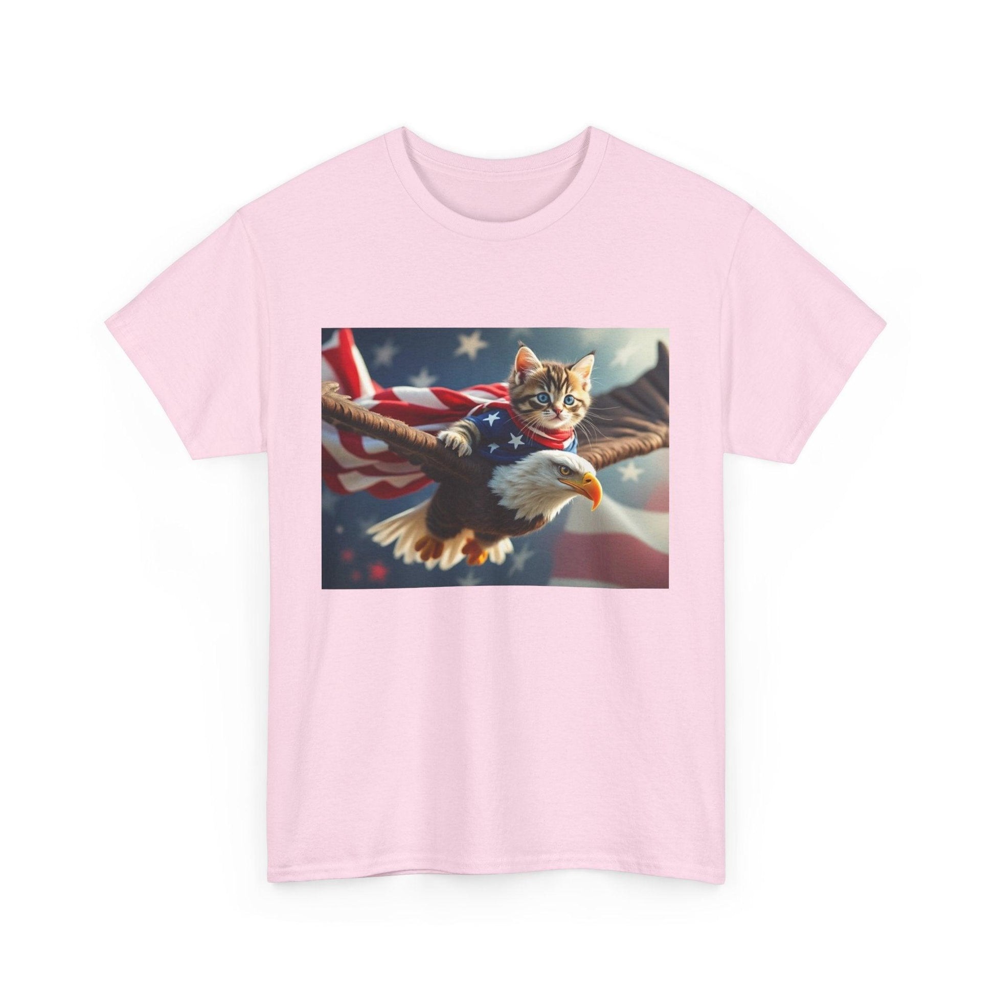 Maga Cat Flying on an Eagle Trump Graphic Tee - Galvaleos Galvaleos Galvaleos Light Pink / S Printify T-Shirt Maga Cat Flying on an Eagle Trump Graphic Tee