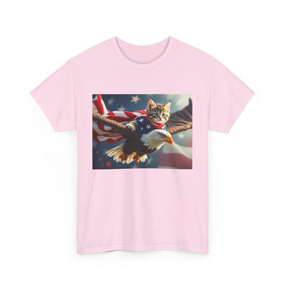 Maga Cat Flying on an Eagle Trump Graphic Tee - Galvaleos Galvaleos Galvaleos Light Pink / S Printify T-Shirt Maga Cat Flying on an Eagle Trump Graphic Tee