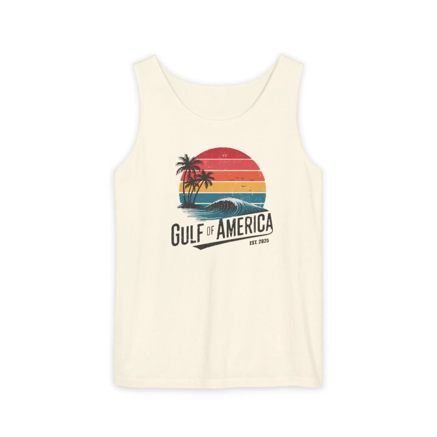 Gulf of America Sleeveless Shirt, Retro Beach Tank, Summer Unisex Tank, Beach Sunset Muscle Tee, Coastal Tank Printify