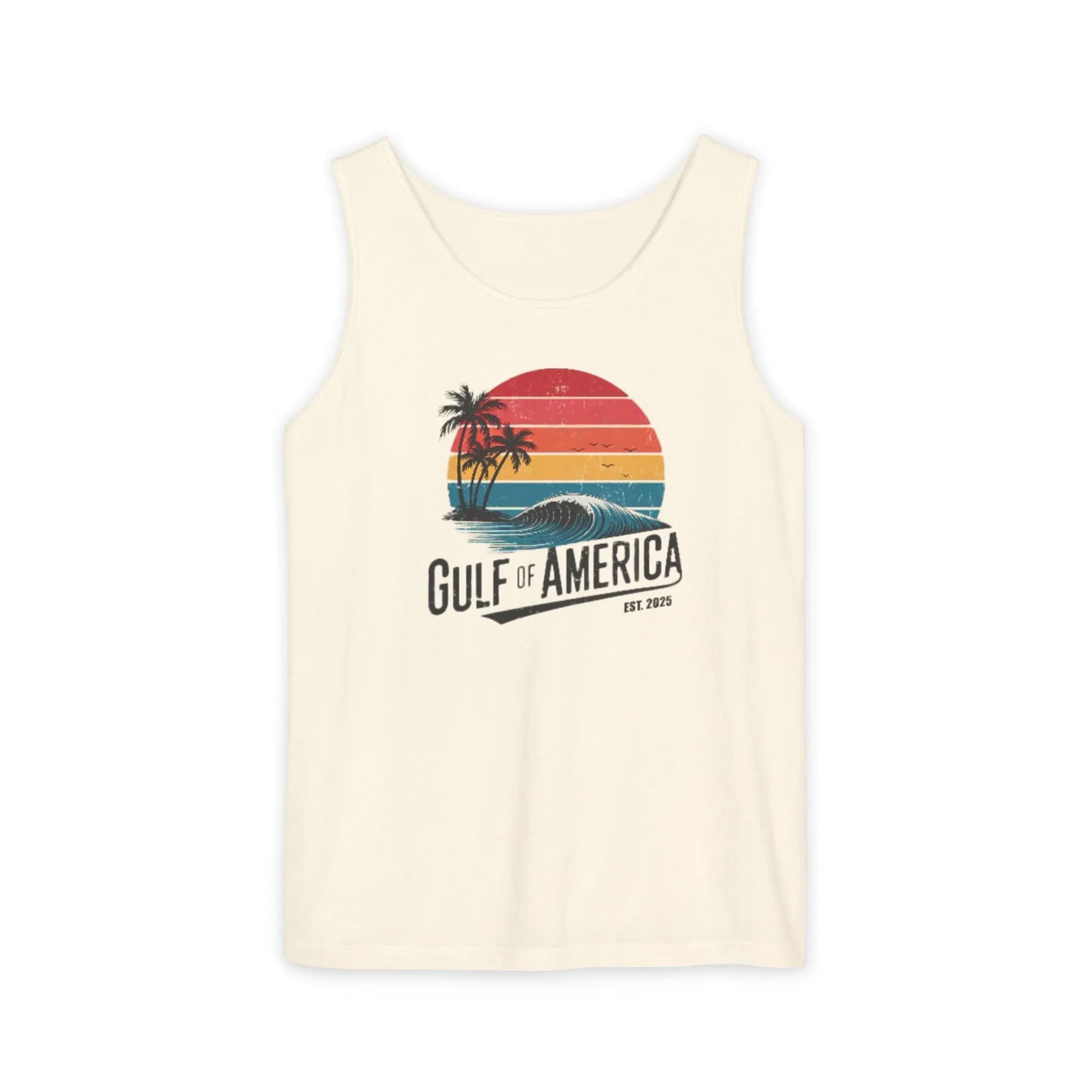 Gulf of America Sleeveless Shirt, Retro Beach Tank, Summer Unisex Tank, Beach Sunset Muscle Tee, Coastal Tank Printify