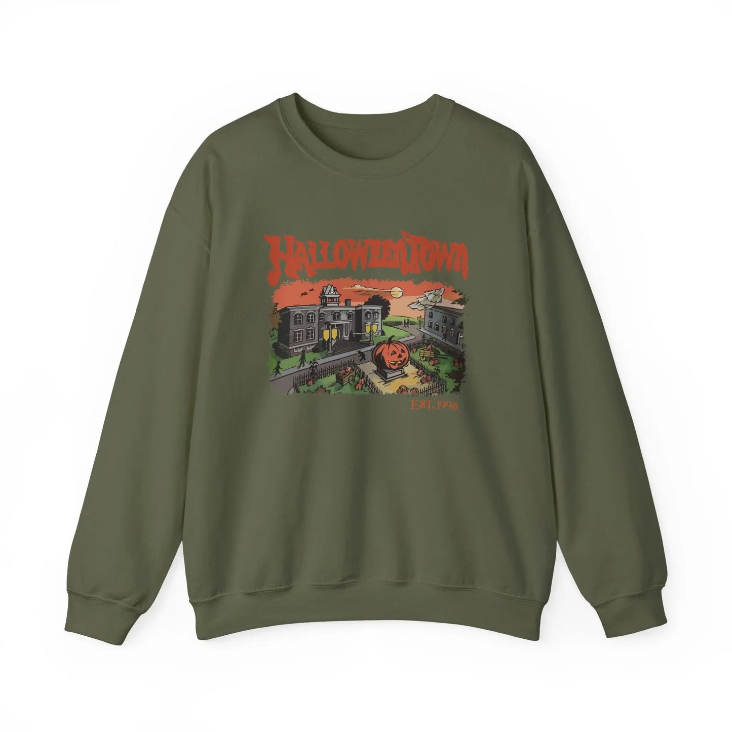 HalloweenTown Sweatshirt, Cozy Fall Sweatshirt, Spooky Vibes, Unisex Crewneck, Halloween Sweatshirt, Fall Sweater Printify