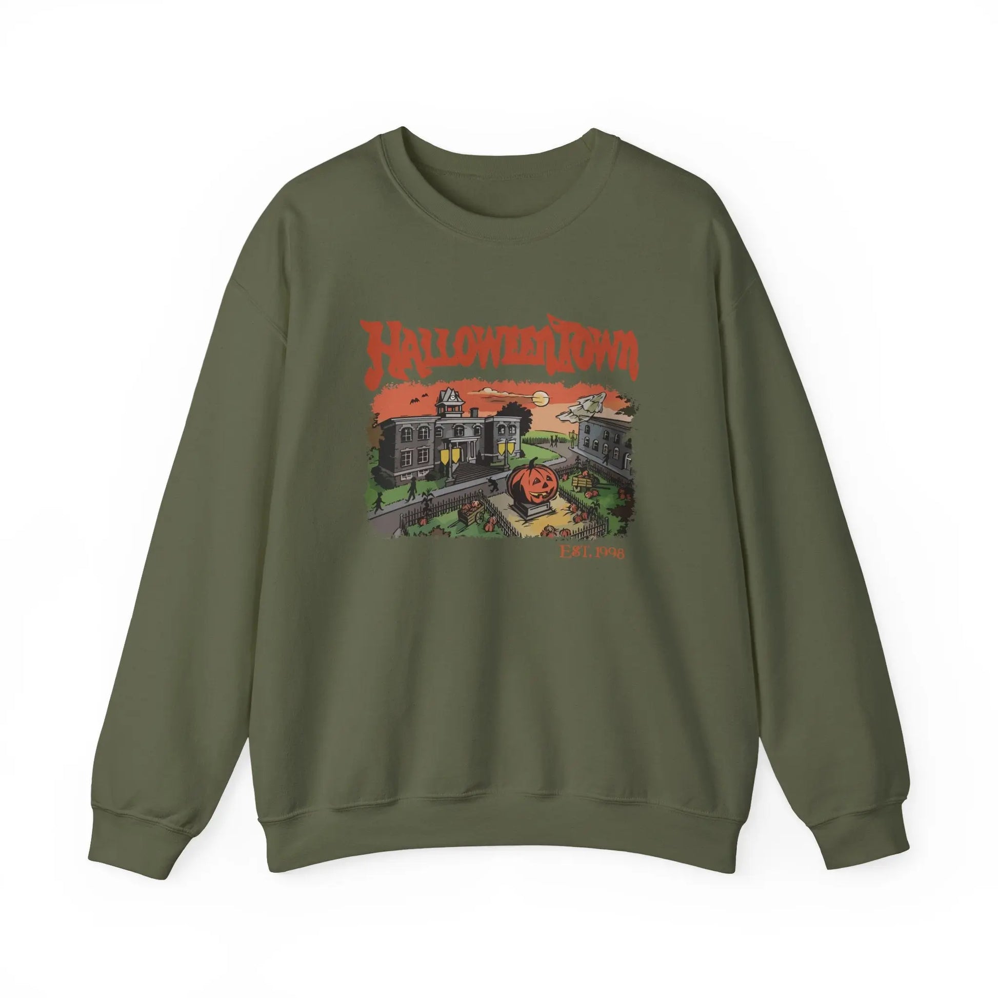 HalloweenTown Sweatshirt, Cozy Fall Sweatshirt, Spooky Vibes, Unisex Crewneck, Halloween Sweatshirt, Fall Sweater Printify