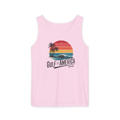 Gulf of America Sleeveless Shirt, Retro Beach Tank, Summer Unisex Tank, Beach Sunset Muscle Tee, Coastal Tank Printify