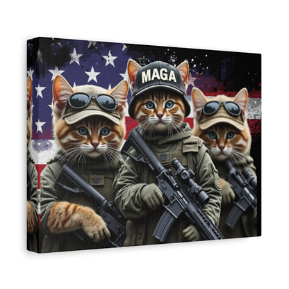 MAGA Tactical Military Cats, Trump, Patriotic Canvas - Canvas Print