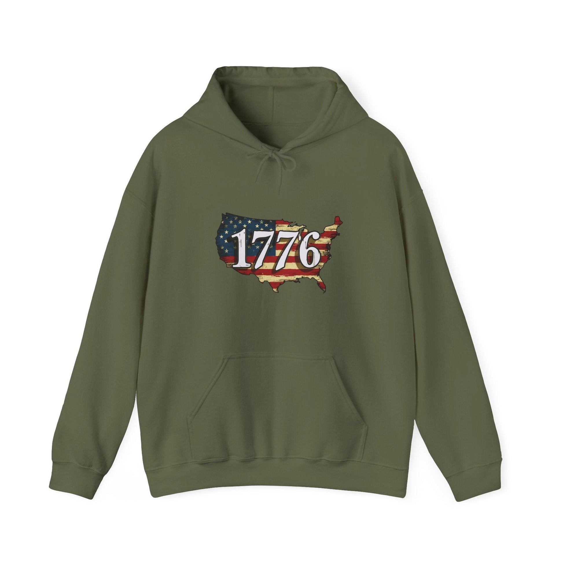 1776 Military Cats Hoodie, USA, Patriotic, American Independence Day Gift, Veterans Day Apparel - Galvaleos Galvaleos Galvaleos Military Green / S Printify Hoodie 1776 Military Cats Hoodie, USA, Patriotic, American Independence Day Gift, Veterans Day Apparel