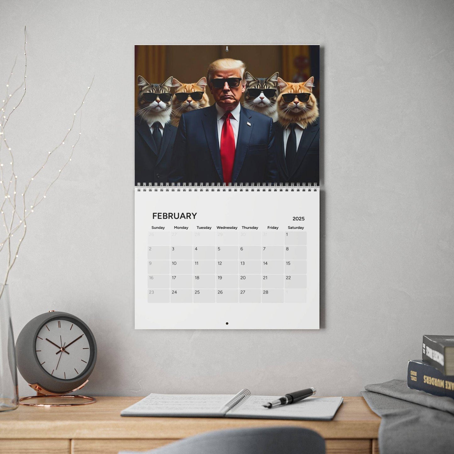 MAGA Trump Cat Calendar (2025) - Galvaleos Galvaleos Galvaleos 10.8" x 8.4" / Semi Glossy Printify Calendar MAGA Trump Cat Calendar (2025)