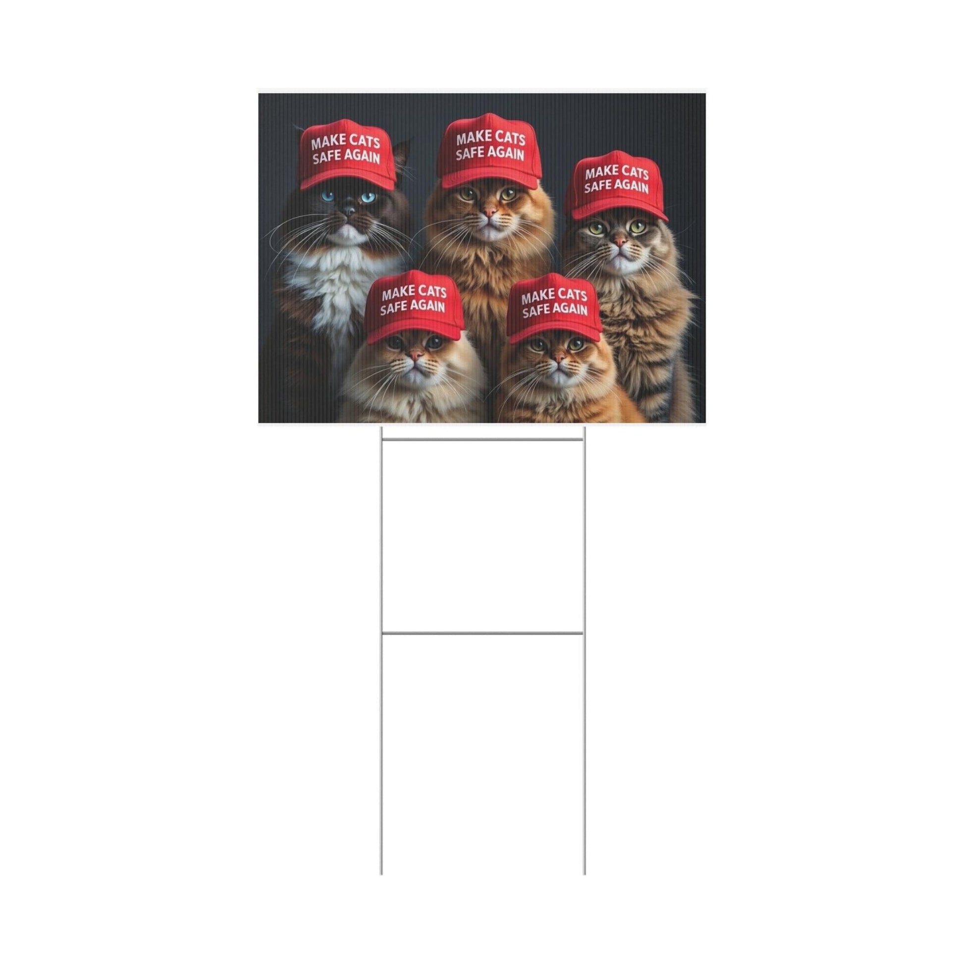 Yard Sign - Make Cats Safe Again - Galvaleos Galvaleos Galvaleos 18″ x 12″ (Horizontal) Printify Home Decor Yard Sign - Make Cats Safe Again